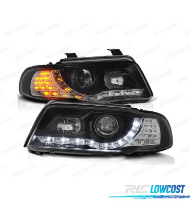 FARI AUDI A4 B5 99-01 LUCE DIURNA A LED FONDO NERO