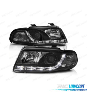 FARI PER AUDI A4 B5 94-99 LUCE DIURNA A LED FONDO NERO