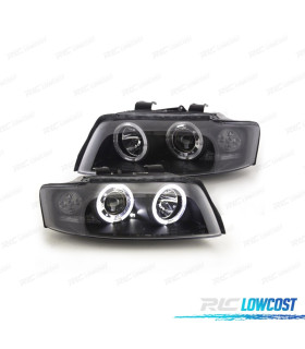 FARI PER AUDI A4 B6 00-04 ANGEL EYES CCFL FONDO NERO