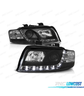 FARI PER AUDI A4 B6 00-04 FONDO NERO LUCE DIURNA A LED