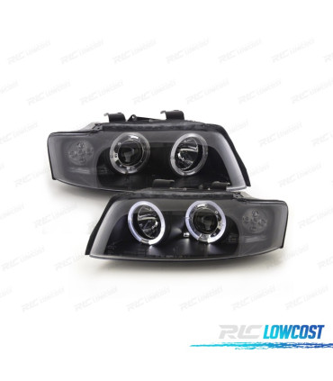 FARI PER AUDI A4 B6 00-04 ANGEL EYES FONDO NERO