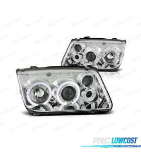 FARI PER VOLKSWAGEN VW BORA 98-05 ANGEL EYES CROMATI FONDO H1 H1 H3