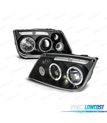FARI PER VOLKSWAGEN VW BORA 98-05 ANGEL EYES FONDO NERO H1 H1 H3
