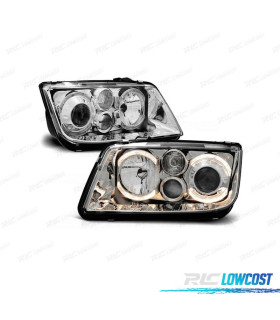 FARI PER VOLKSWAGEN VW BORA 98-05 ANGEL EYES CROMATI FONDO H7 H7 H3