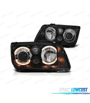 FARI PER VOLKSWAGEN VW BORA 98-05 ANGEL EYES FONDO NERO H7 H7 H3