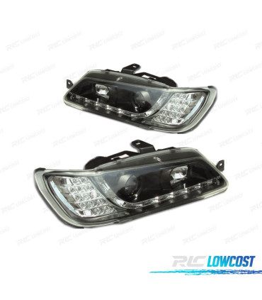 FARI PEUGEOT 306 93-97 LUCE DIURNA A LED FONDO NERO