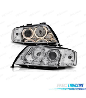 FARI PER AUDI A6 4B 97-01 ANGEL EYES FONDO CROMATO