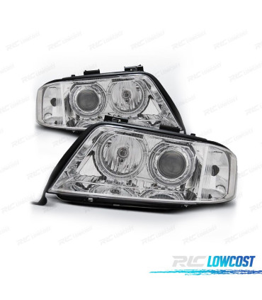 FARI PER AUDI A6 4B 97-01 ANGEL EYES FONDO CROMATO