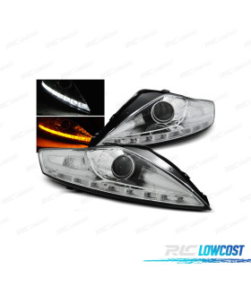 FARI FORD MONDEO MK4 07-10 LUCE DIURNA FRECCIA A LED FONDO CROMATO