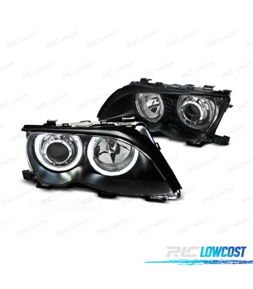 FARI BMW SERIE 3 E46 ANGEL EYES LED CCFL 4 PORTE 01-05 FONDO NERO