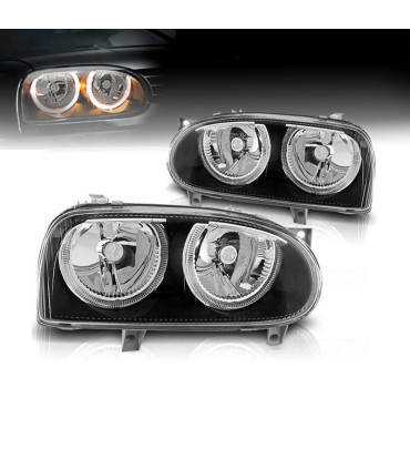 FARI VOLKSWAGEN VW GOLF MK3 91-97 ANGEL EYES FONDO NERO H7 H7