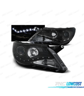 FARI PER VOLKSWAGEN VW TIGUAN 07-11 LUCE DIURNA A LED FONDO NERO