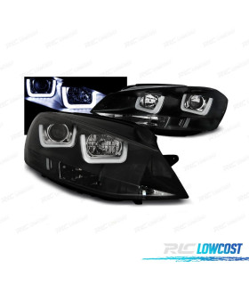 FARI PER VOLKSWAGEN VW GOLF 7 GTI LUCE DIURNA A LED U FONDO NERO 12-17