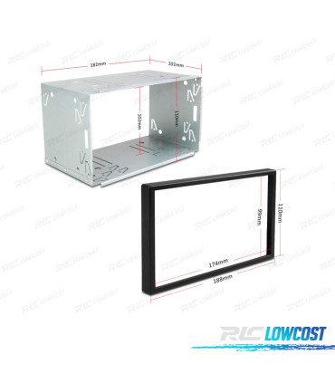 SCATOLA ADATTATRICE UNIVERSALE 2 DIN IN METALLO CON CORNICE