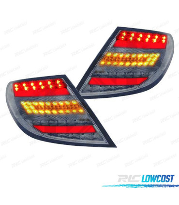 FANALI PER MERCEDES CLASSE C W204 07-11 DESIGN A BARRA LUMINOSA ROSSO CROMATO