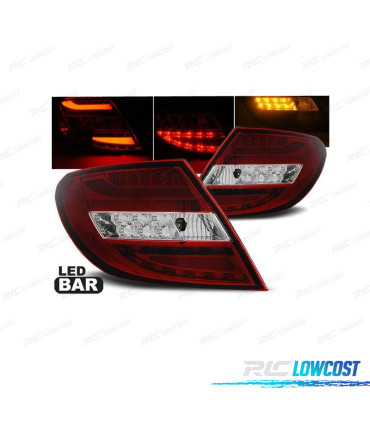 FANALI PER MERCEDES CLASSE C W204 07-11 BAR LED ROSSO CROMATO