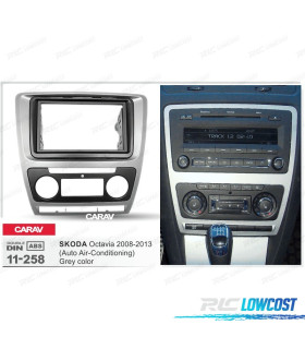 Telaio grigio radio 2-DIN per SKODA OCTAVIA 08-13 con climatizzatore automatico.