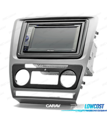 Telaio grigio radio 2-DIN per SKODA OCTAVIA 08-13 con climatizzatore automatico.