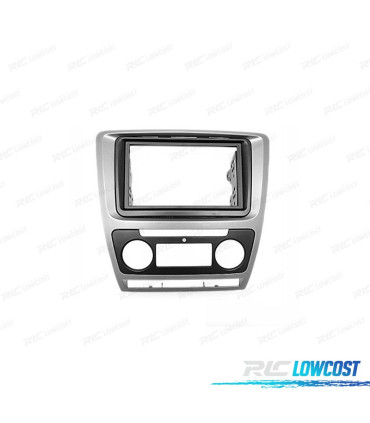 Telaio grigio radio 2-DIN per SKODA OCTAVIA 08-13 con climatizzatore automatico.