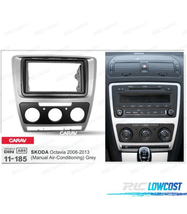 TELAIETTO GRIGIO RADIO 2-DIN PER SKODA OCTAVIA 08-13 CON ARIA CONDIZIONATA MANUALE