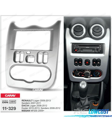 TELAIO GRIGIO RADIO 2-DIN PER RENAULT DACIA LOGAN SANDERO DUSTER NISSAN NP200