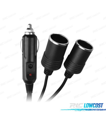 ADATTATORE PRESA ACCENDISIGARI AUTO 12V CON 2 INGRESSI E CAVO DA 28CM