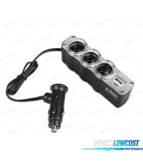 ADATTATORE PRESA ACCENDISIGARI AUTO 12V CON 3 INGRESSI USB