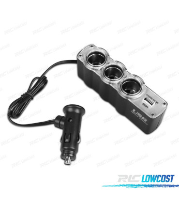 ADATTATORE PRESA ACCENDISIGARI AUTO 12V CON 3 INGRESSI USB