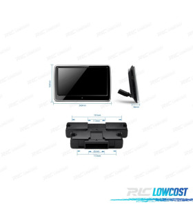 DISPLAY TATTILE DA 10,1" HD CON HDMI, LETTORE DVD, ALTOPARLANTI E SUPPORTO PER POGGIATESTA.