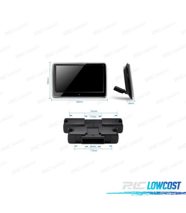 DISPLAY TATTILE DA 10,1" HD CON HDMI, LETTORE DVD, ALTOPARLANTI E SUPPORTO PER POGGIATESTA.