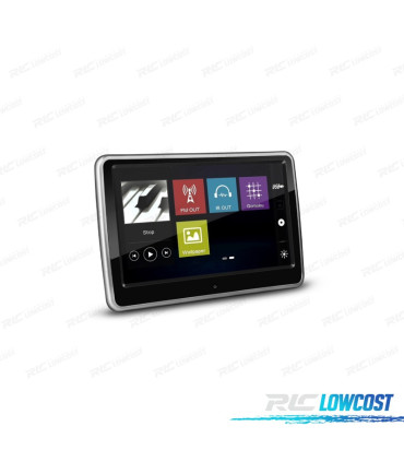 DISPLAY TATTILE DA 10,1" HD CON HDMI, LETTORE DVD, ALTOPARLANTI E SUPPORTO PER POGGIATESTA.