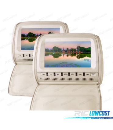 COPPIA DI POGGIATESTA DVD CON SCHERMO DA 9 POLLICI COLORE BEIGE