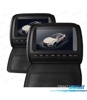 COPPIA DI POGGIATESTA DVD CON SCHERMO 9 POLICI, COLORE NERO