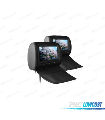 COPPIA DI POGGIATESTA DVD CON SCHERMO 9 POLICI, COLORE NERO