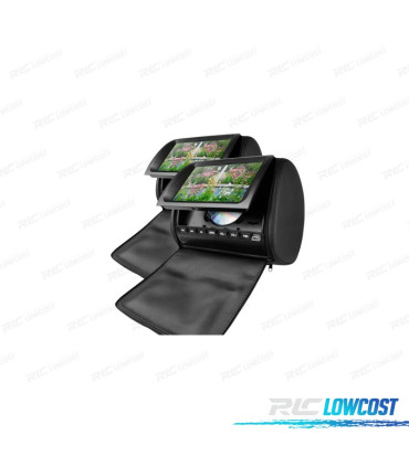 COPPIA DI POGGIATESTA DVD CON SCHERMO 9 POLICI, COLORE NERO