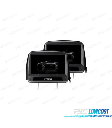 COPPIA DI POGGIATESTA DVD CON SCHERMO TATTILE HD DA 9" A COLORI NERO E HDMI