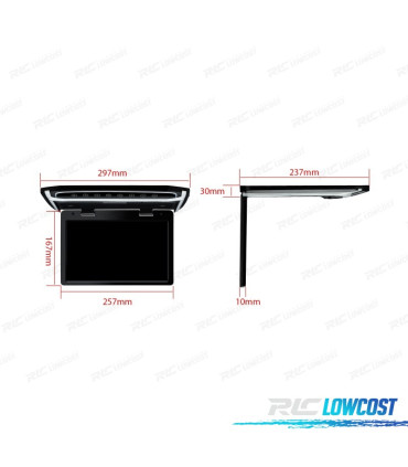 SCHERMO PER TETTO DA 10,1" HD CON HDMI 1080P USB SD E LUCE