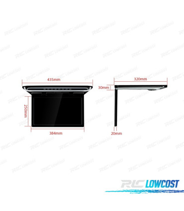 SCHERMO PER TETTO ULTRA SOTTILE DA 15,6" CON HDMI, LUCE LED 1080P, USB E SD