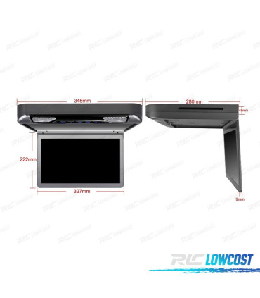 SCHERMO TETTO HD 1080P XTRONS 13,3" CON LUCE DVD HDMI SD USB E ALTOPARLANTI