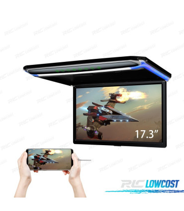 SCHERMO PER TETTO ULTRA SOTTILE DA 17,3" CON HDMI, LUCE LED 1080P, USB E SD.