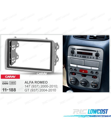 Telaio grigio radio 2-DIN per Alfa Romeo 147 e GT.