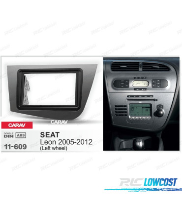 Telaio radio 2-DIN grigio per SEAT LEON 05-12.