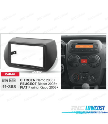 CORNICE NERA RADIO 2-DIN PER CITROEN NEMO PEUGEOT BIPPER FIAT FIORINO, QUBO