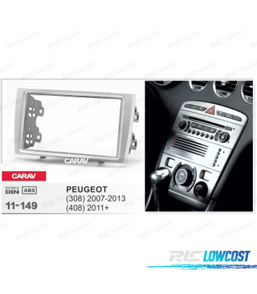 Telaio grigio radio 2-DIN per Peugeot 308 408.