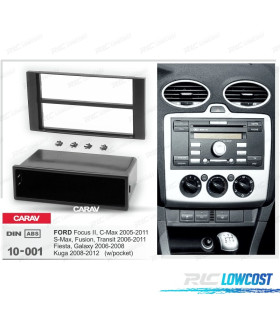 TELAIO NERO RADIO 1-DIN PER FORD FOCUS C-MAX S-MAX FUSION TRANSIT FIESTA GALAXY KUGA CON SPORTELLO