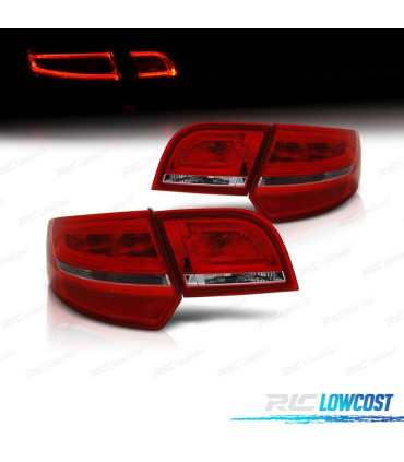 FANALI PER AUDI A3 8PA SPORTBACK 04-08 BARRE LUMINOSE A LED ROSSO CROMATO