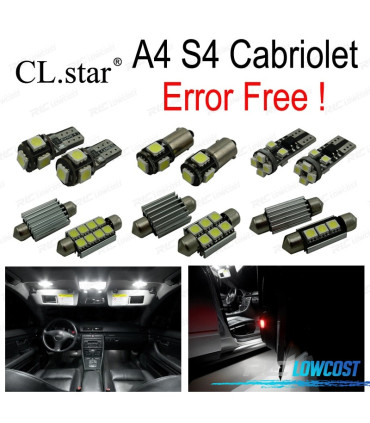 KIT 19 LAMPADE LED INTERNE PER AUDI A4 S4 CONVERTIBILE CABRIOLET CABRIO 2002-2009