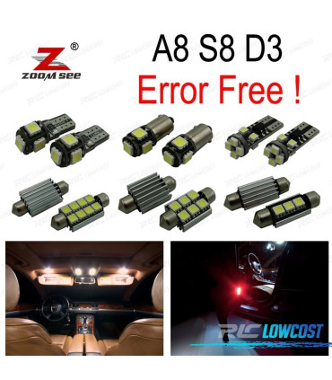 KIT 23 LAMPADE LED INTERNE PER AUDI A8 S8 D3 QUATTRO 2003-2009