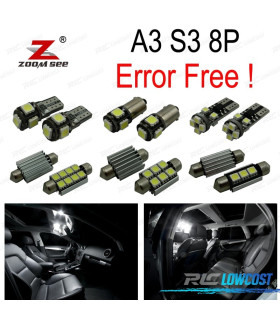 KIT 16 LAMPADE LED INTERNE PER AUDI A3 S3 8 P 2006-2013