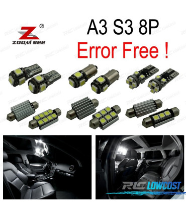 KIT 16 LAMPADE LED INTERNE PER AUDI A3 S3 8 P 2006-2013
